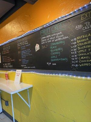 Crepe menu board