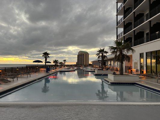 The pool at sunset