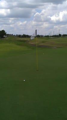 Looking back towards the tee from the 18th green. Two birdie putts, we missed them both! :(