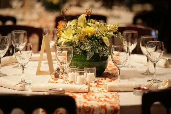 Honest Foods Table Set-up with flowers by Lisa and Color and Company.