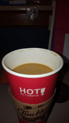 An XL coffee and it looks like someone's already been sipping on it!  Irritated to say the least.  Fill it to the top Timmy!