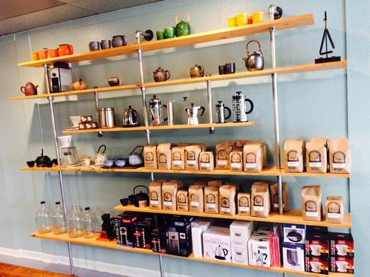 All the coffee and tea merchandise you could want.