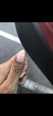 The shape wasn't even correct and nail tip is pointing down, hella bubbles and thick as fuck.