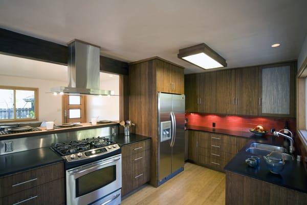 Carbonized Woven Bamboo Kitchen cabinets crafted by Brain Robertson of Green Leaf Cabinets and Green Goods