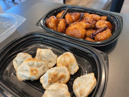 Vegetable Air-Fried Dumplings and Emperor Tso's Chicken