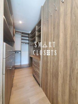 Custom Walk-In Closet Apre-Ski Finish Designed By Smart Closets