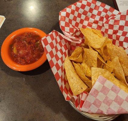 Chips and salsa as soon as we sat down.