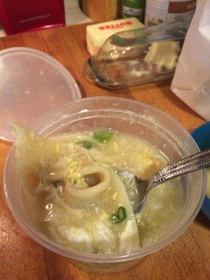 Who makes wonton soup with egg drop soup as the broth? Why is the wonton just one big gob of dough.