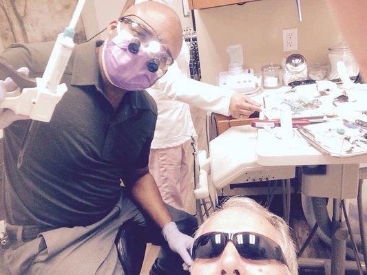 Just what I want in a Dr.   Young enough to have updated skills, seasoned enough to execute!  (I suggested the selfie, mid root canal) doc:)