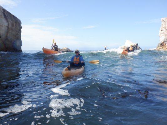 Right before I flipped as I wasn't perpendicular to the wave. Thank goodness for the wetsuit!