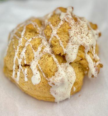 Pumpkin Scone~ A nice sweet icing on top and a good way to start the day for a nice fall breakfast.