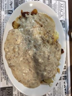 Sausage Gravy over Homefries