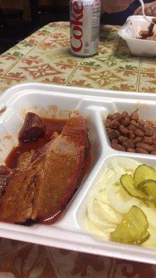 Combo plate brisket and sausage.