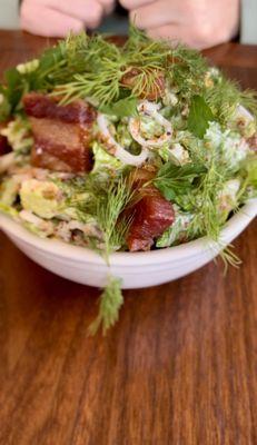 Little gem salad with bacon