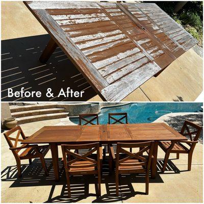 Teak dining set clean & seal restoration