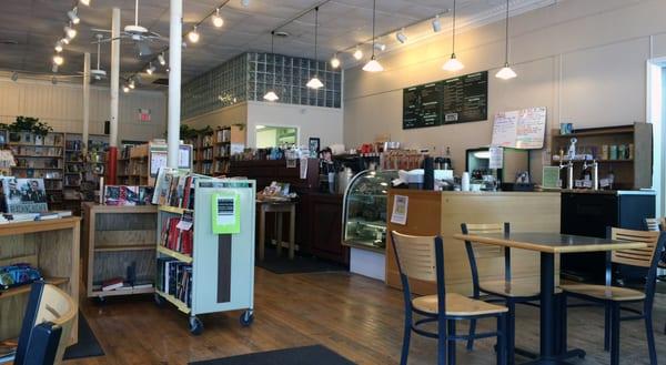 Bestsellers has books and a coffee bar, treats, locally roasted beans, pour overs, and a nice selection of teas.