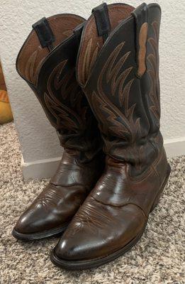 Before this picture you could not even make out the original color of these boots!! And look at them now