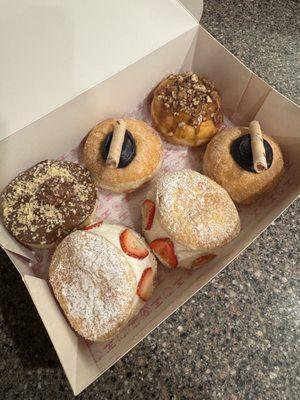 (Top row, left to right) Ferrero Rocher, Ube, Sticky date  Bottom row, left to right) strawberry and cream, ube