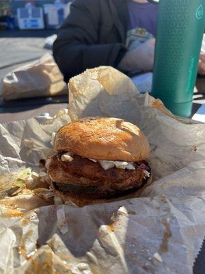 Nashville hot chicken sandwich on gluten free bun