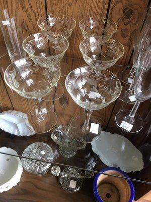 More gorgeous etched champagne coupes.