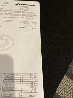 Tasca Ford receipt