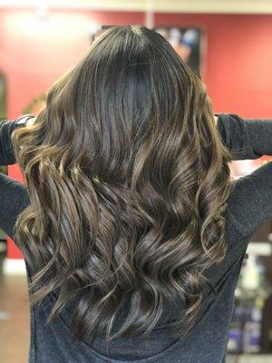 Another caramel foilayage for a standard Asian dark brown hair