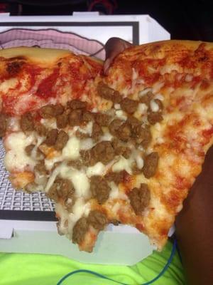 Beef sausage pizza