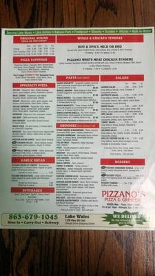 Full menu and prices.