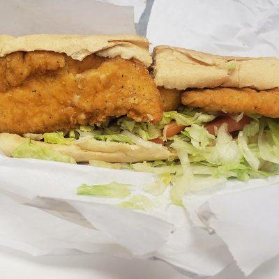 Small chicken tender sub with ranch bacon lettuce and tomatoes