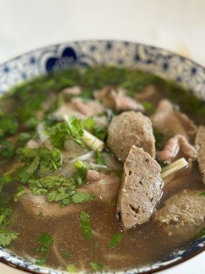 Steak and meatball pho