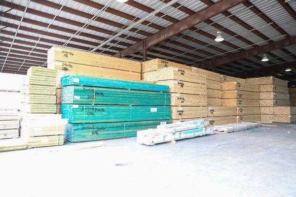 Lumber stocked in our drive-thru lumber yard in Beaumont.