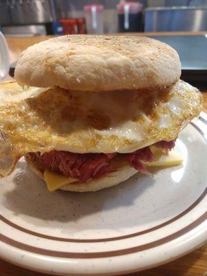 Corned beef breakfast sandwich