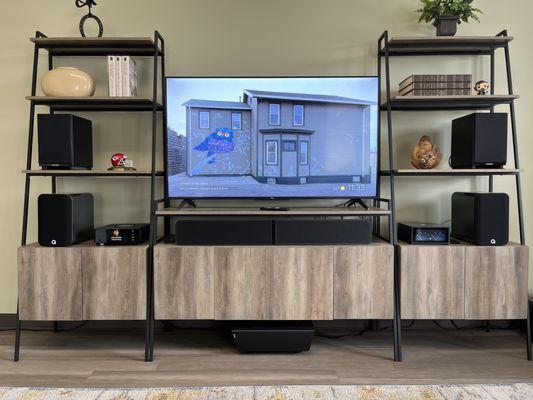 Naim Uniti Atom with Sonus Faber Lumina II speakers. NAD M10 V2 amplifier With Q Acoustics Concept 30 speakers. Bluesound Pulse Soundbar/Sub