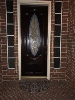 Refurbished front door at night