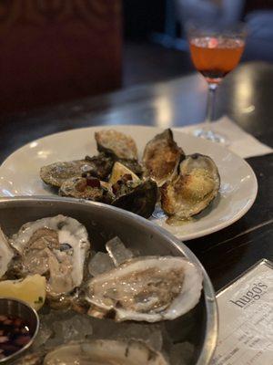 Fresh and fried oysters