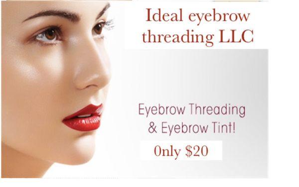 GREAT DEALS!!!! Brow threading+ Tinting is only $20.