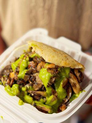 Wild mushroom arepa