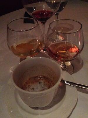 After-dinner drinks (infused on site) and a macchiato.