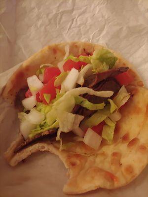 Sad looking dry gyro. No tzatziki sauce.