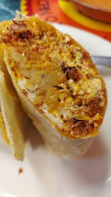 Breakfast burrito with chorizo