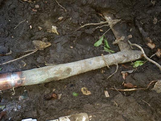 Line for pool rooted out in dirt. Also soft copper was used and was bent with out using proper tools.Pipe was no longer round.