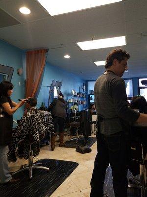 Busy salon.  That's good