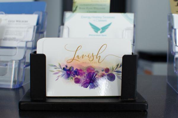 Lavish Wellness business card.