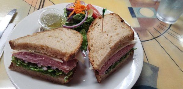 Italian sandich on Italian rustic bread.