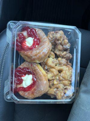 Apple fritter and cheesecake donuts