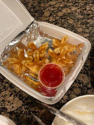 Crab 6. Fried Crab and Cream Cheese Rangoon...all the other containers are already empty..lol