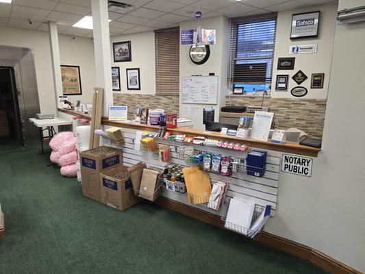 Full service packaging and shipping center, passport photos, document shredding, fax, copy, and document laminating services.