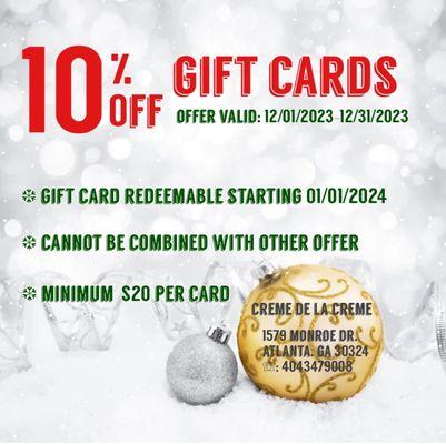 10% off christmas gift card