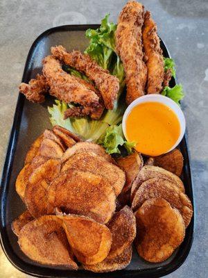 Hand made potato chips and tenders