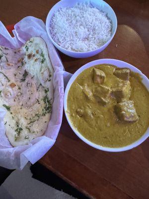 Saag paneer and garlic naan